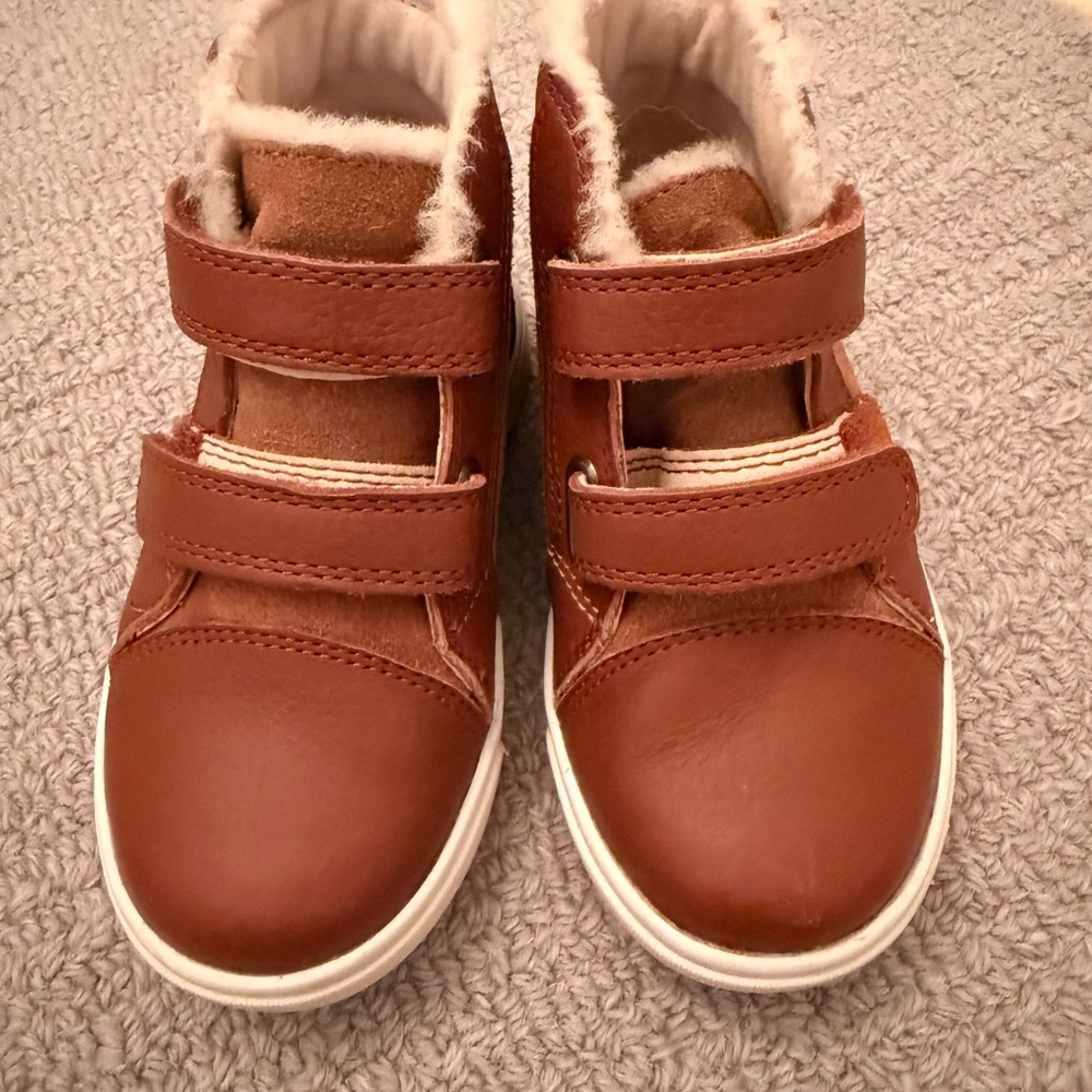 UGG Tan Kids Boots with Velcro Straps